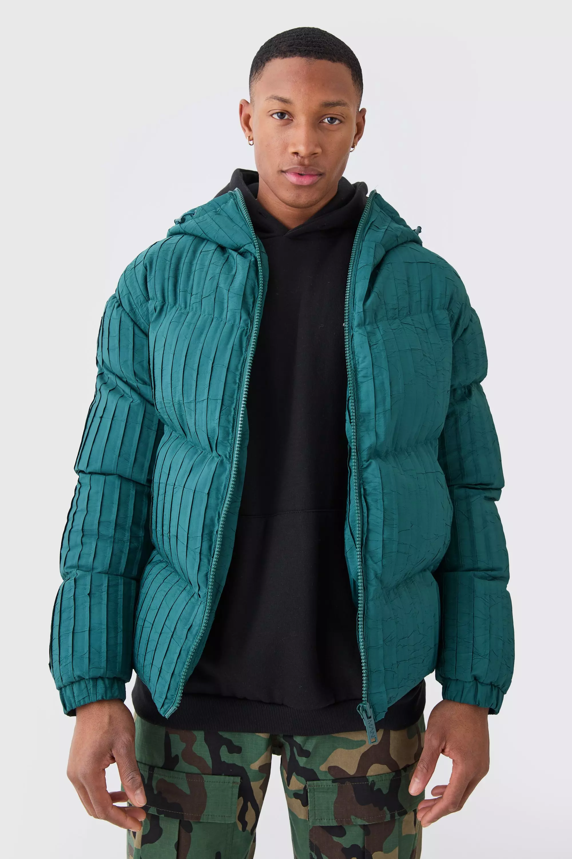 Dark green puffer jacket on sale mens